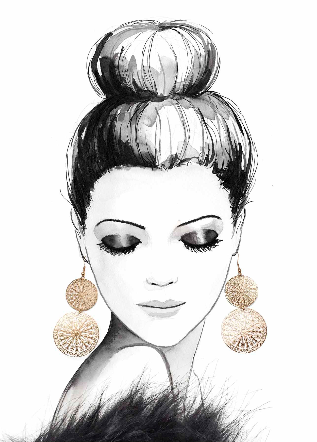 Anna Schwarzer Illustration Beauty Fashion Jewelry