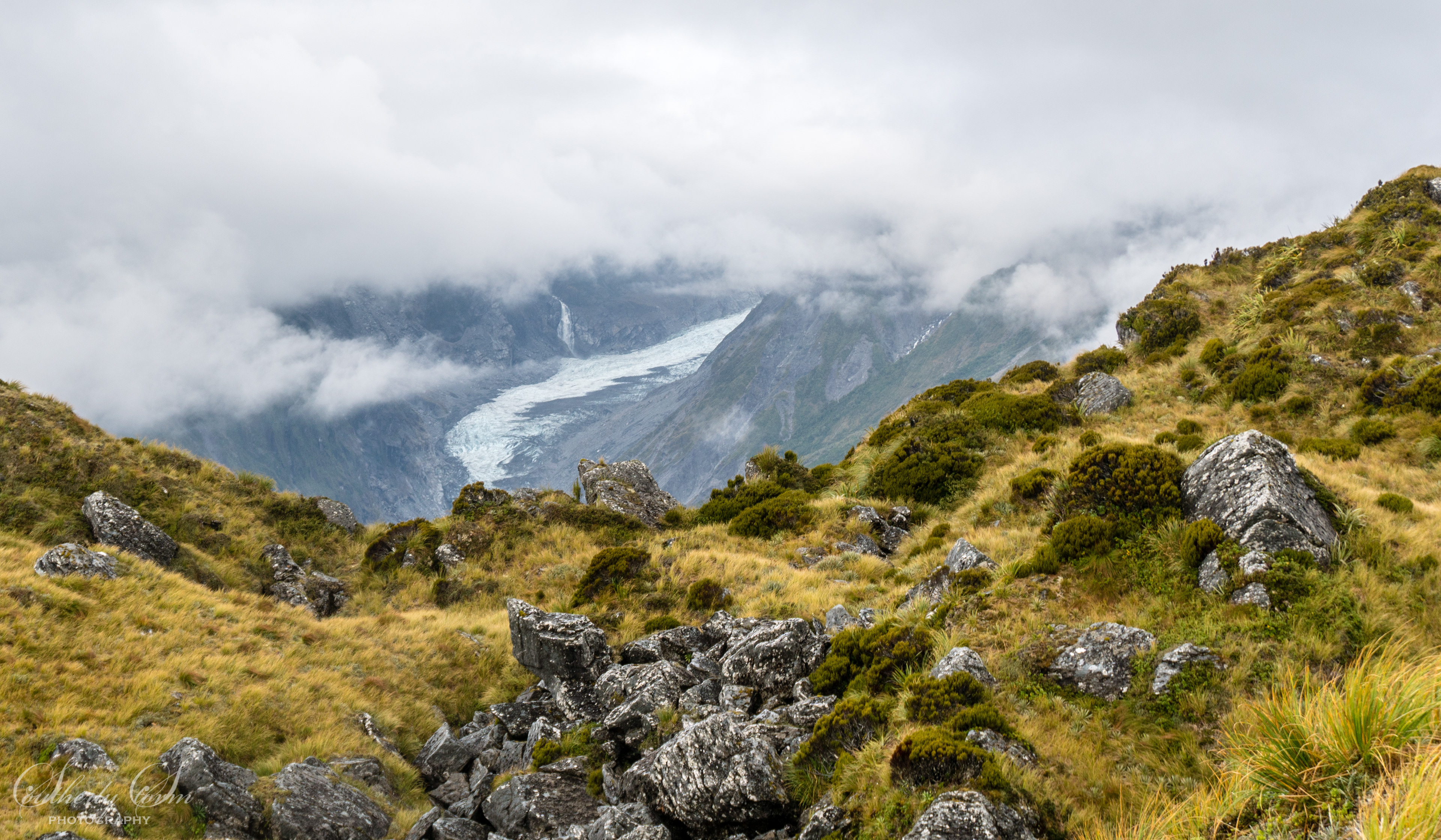 Fox Glacier under clouds