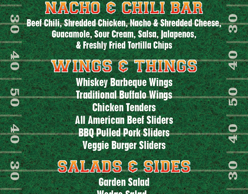 Dan Buck - Menu Design - Super Bowl Tailgate Party