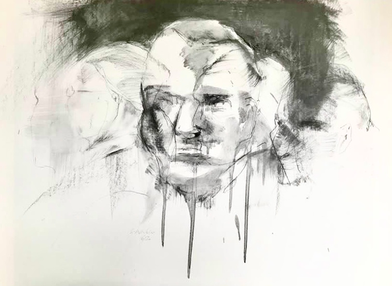 "Be together" - Grafittechnik auf Papier (90 x 70 cm)