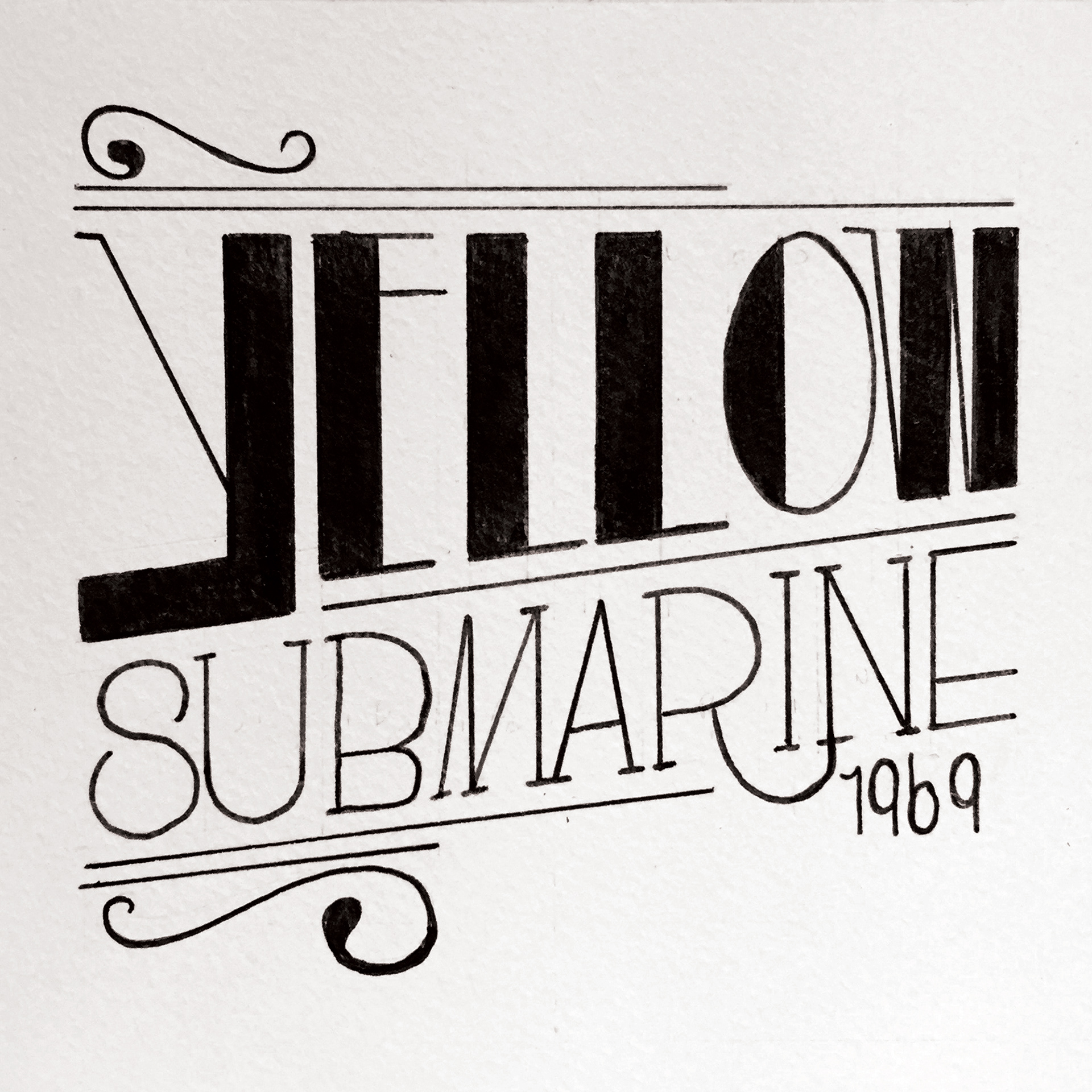 Yellow Submarine - 5"x5" - Ink on Paper
