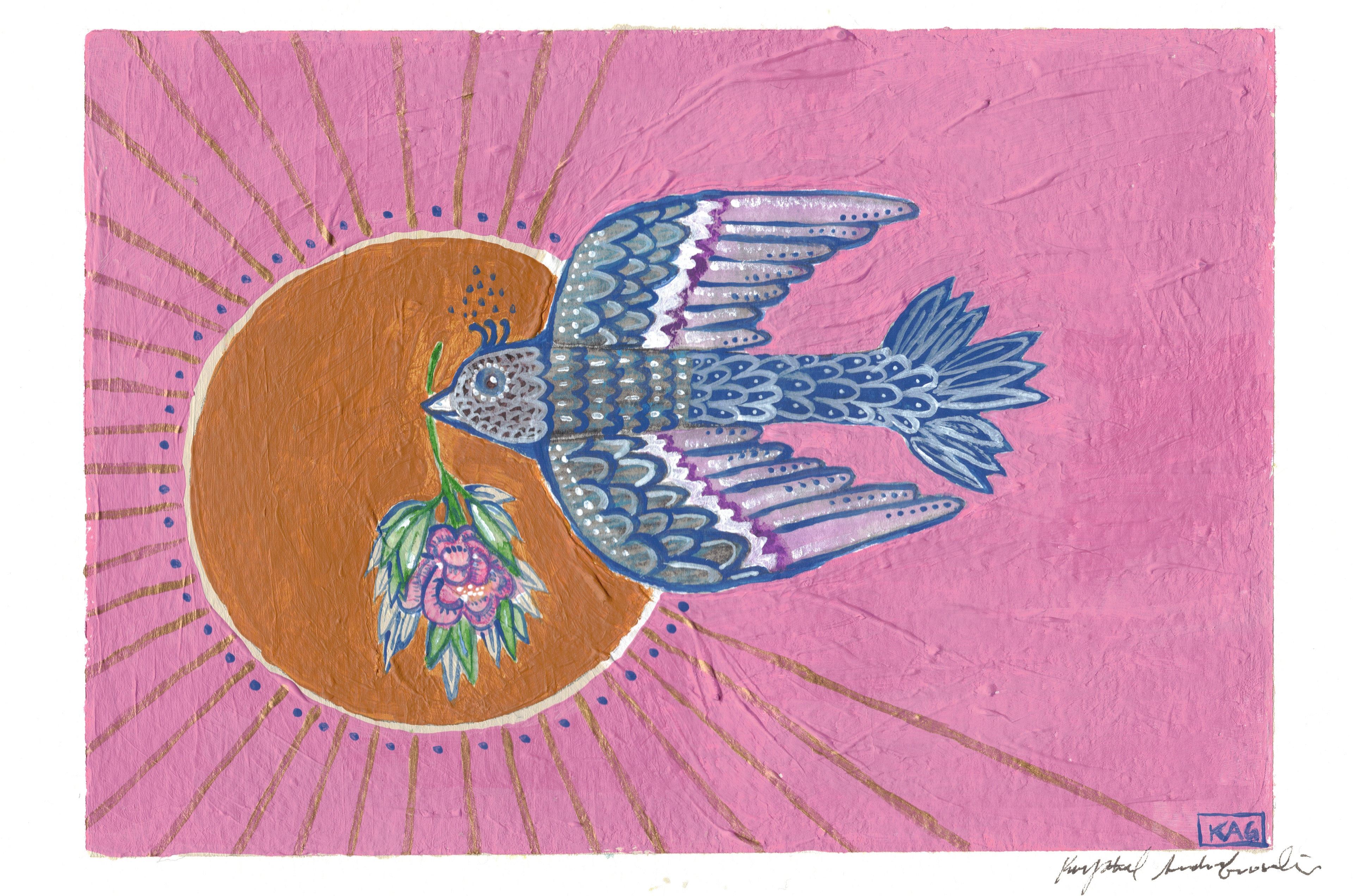 "Out of the Wilderness" - mixed media on paper.