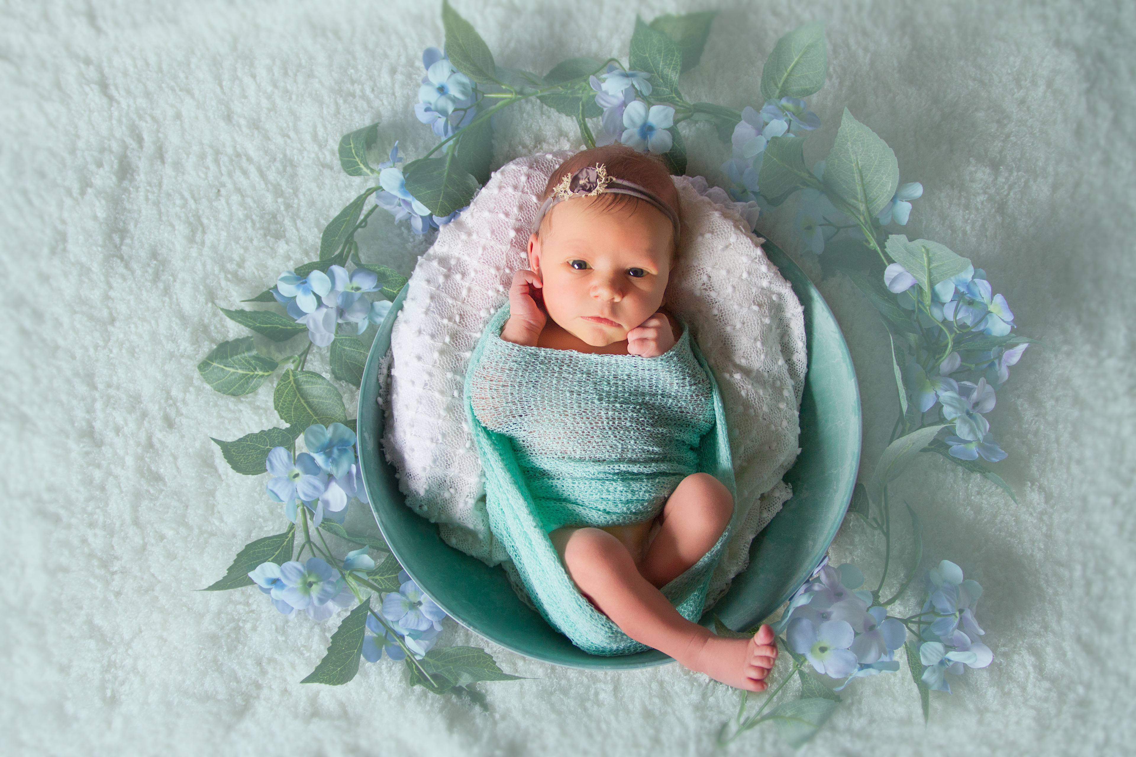 newborn baby in schaal