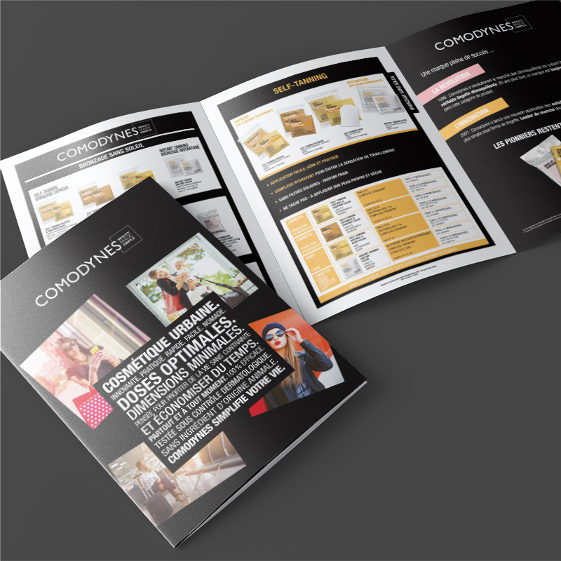 Brochure 3 volets pour la gamme de produits Comodynes