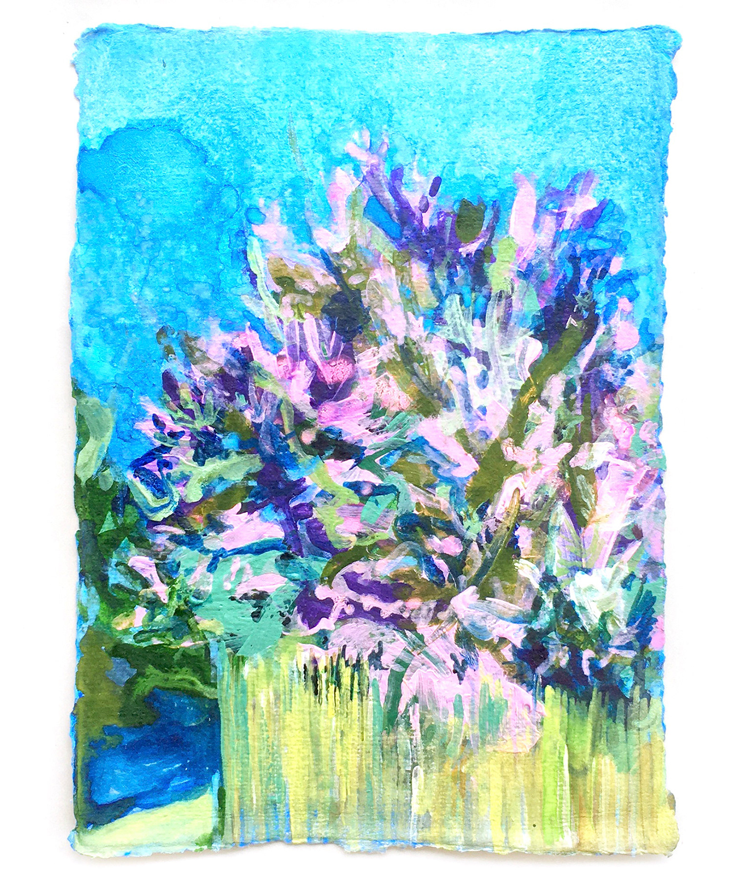 SOLD - 'Coming Alive (Day) II', watercolour and mixed media on 320gsm recycled khadi paper, 14.8 x 21cm