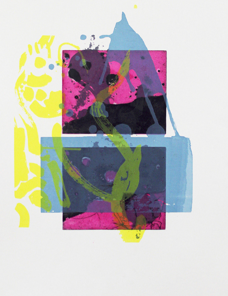 'Gestural Assemblage III' (a 'hybrid' print comprising screenprinting on hard-ground etching) / Copyright © Christopher Pearson 2016