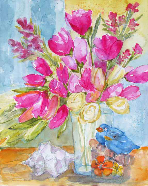 Floral and Shell 8 x 10