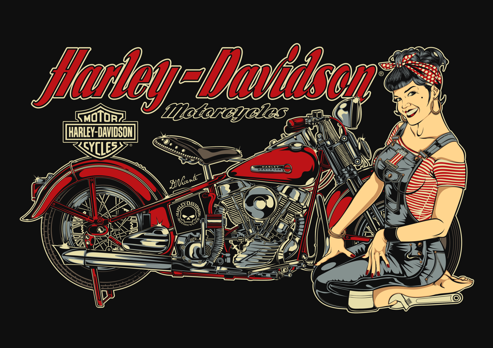 Harley Davidson Pin Up Girls Wallpaper