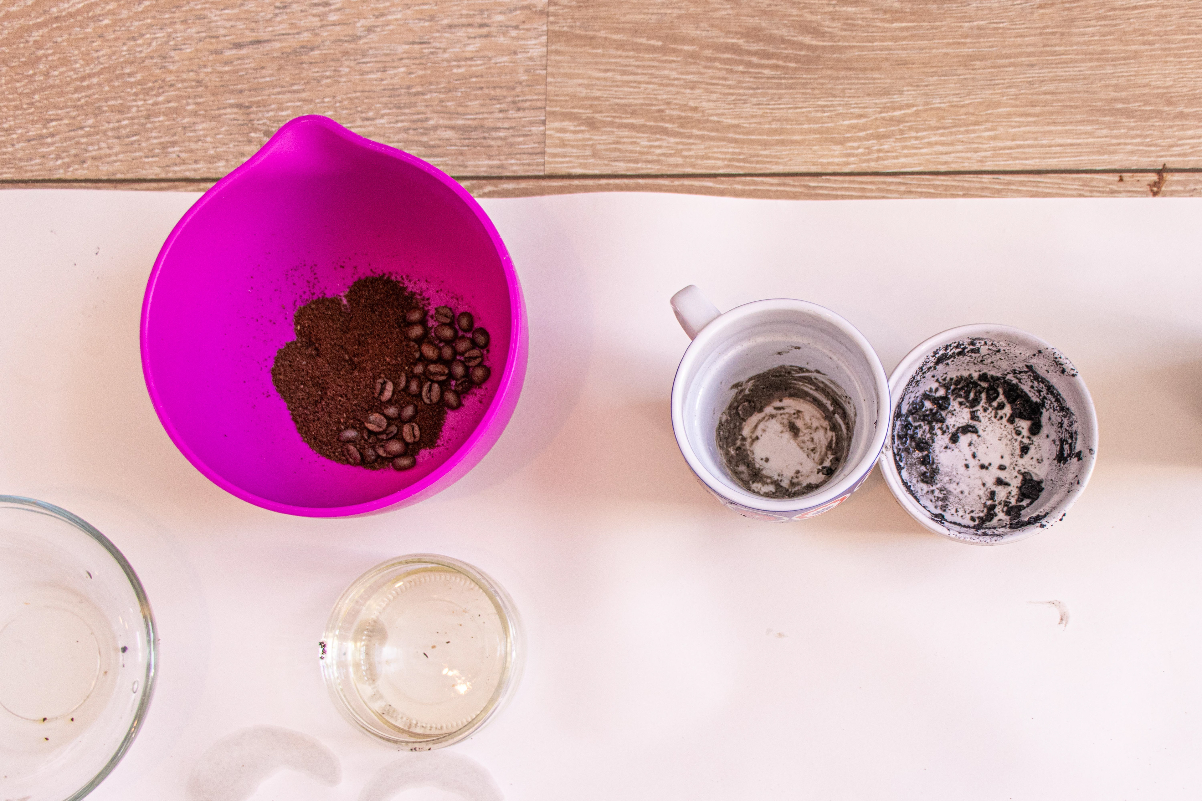 Coffee beans, egg whites and ash / charcoal mixtures