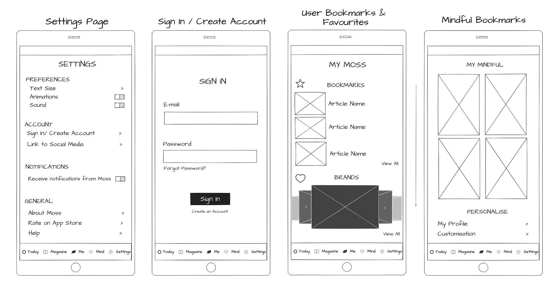 Moss Low-Fidelity Wireframes - Settings / Other