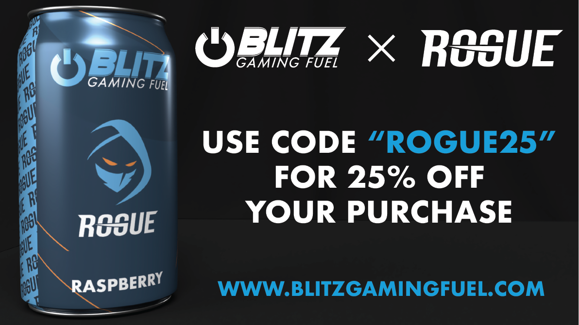 Blitz Gaming Fuel x Rogue Partnership Ad