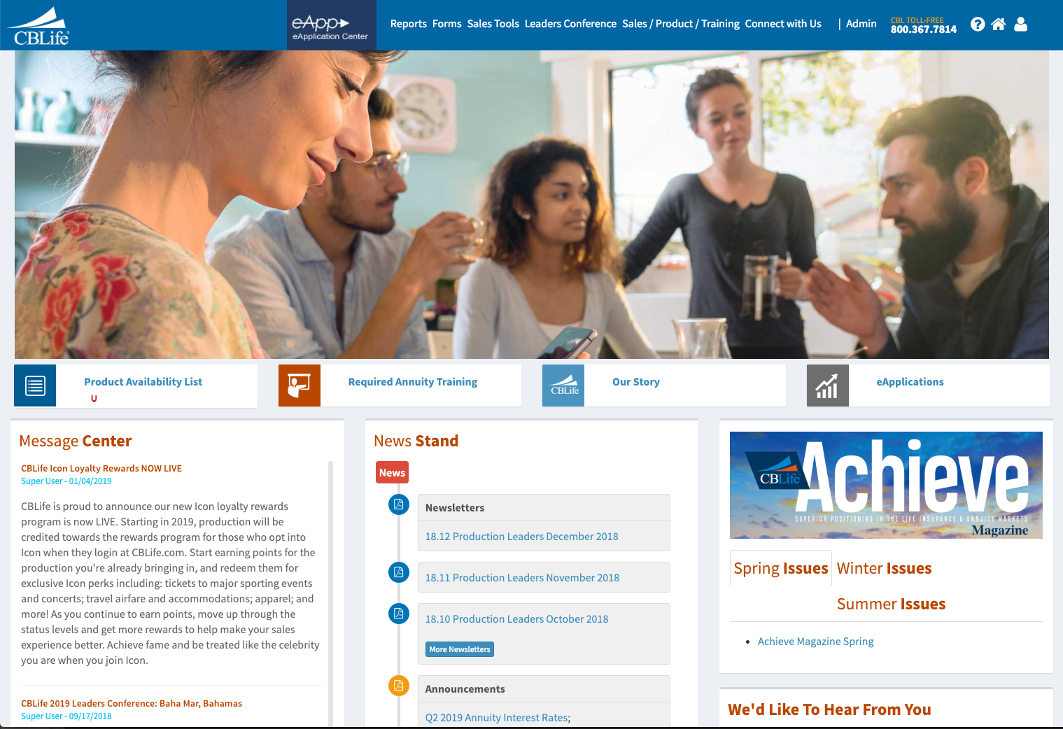 Agent portal for life product producers.