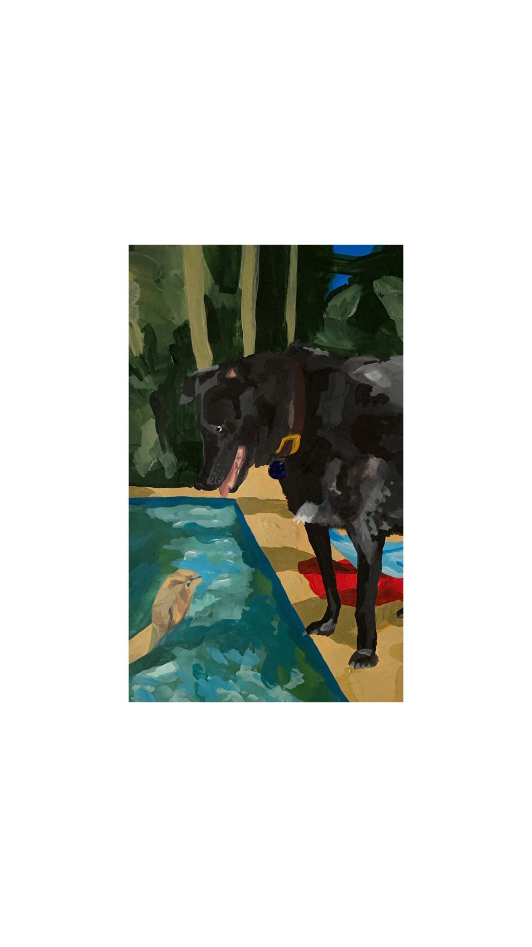 "Pool Boy", 2021, acrylic on paper.