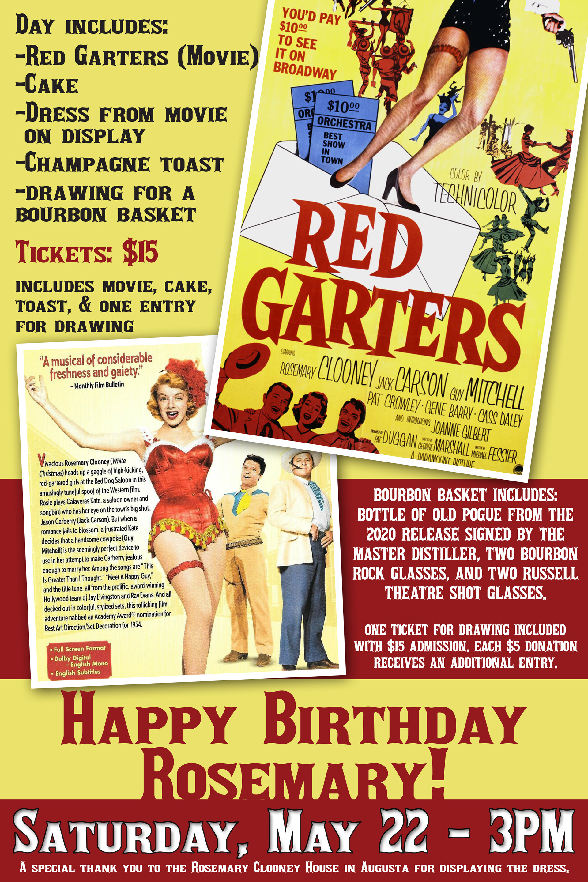 Original Size: 36" X 54" Digital and print poster designed to promote events with recognition of the donors at the bottom. Layout and copy by Amanda Hankinson. Displayed in front of theatre, through email, and on social media.