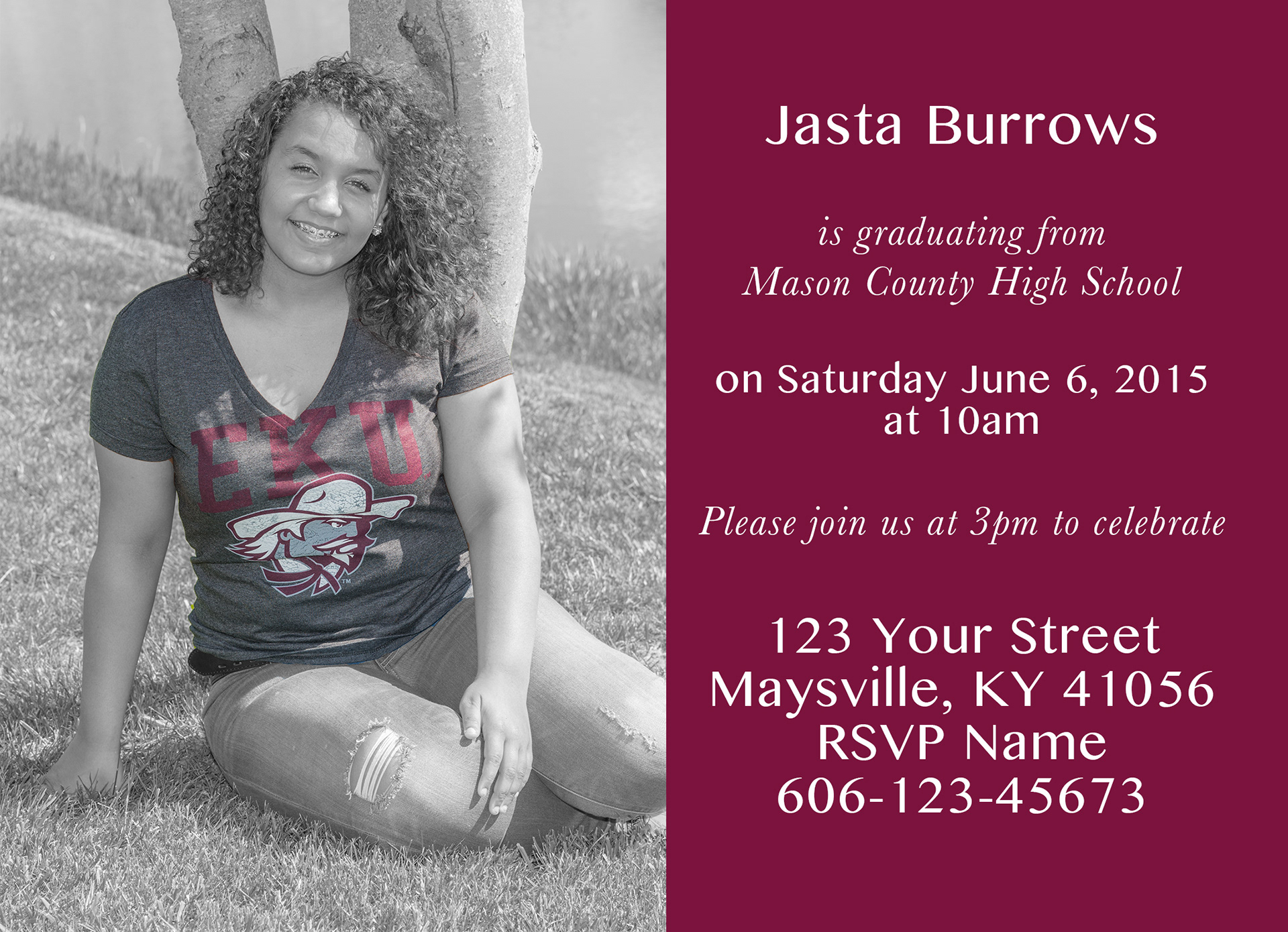 Graduation Invitation - Back. Photos, design, and copy by Amanda Hankinson