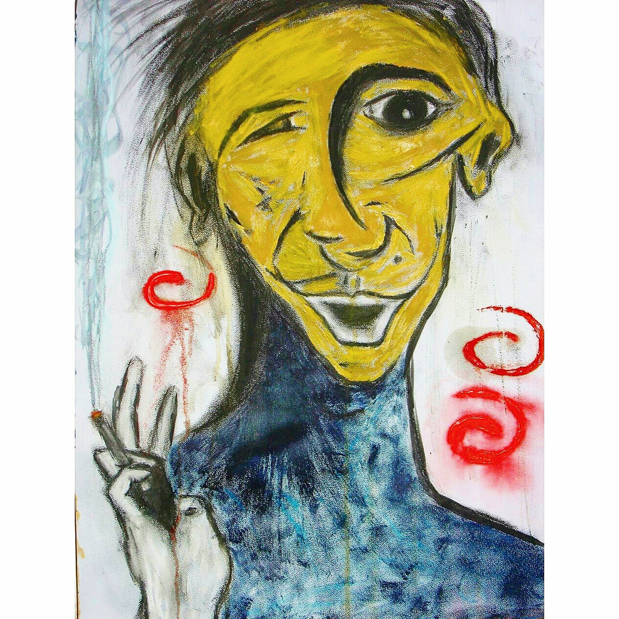 "Le Fumeur II" Acrylic, Ink, Pastel on Paper 22x28"