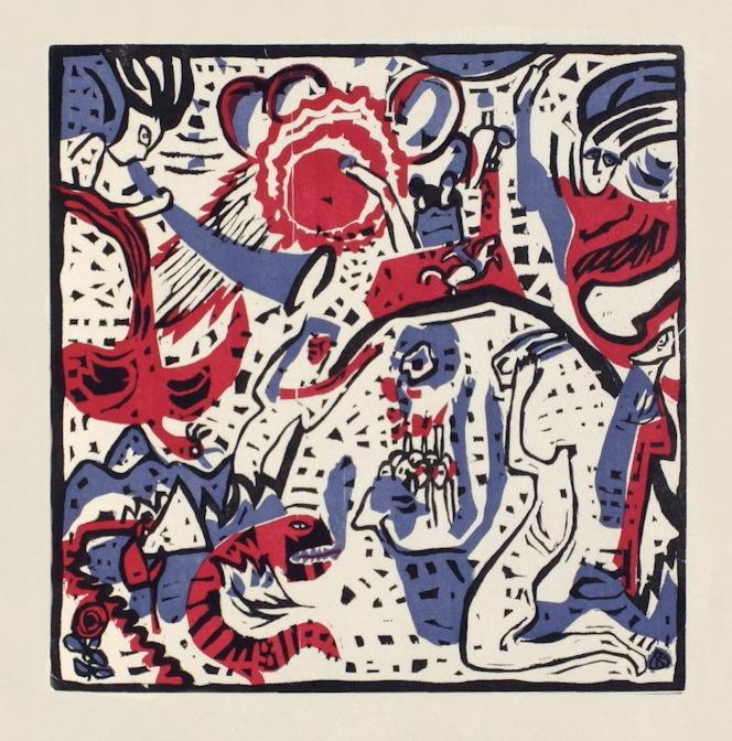 “The Great Resurrection” Woodcut in Colors, c.1913, Signed in Block, Image: 9 x 9”, Reference: Roethel 138, Please Inquire