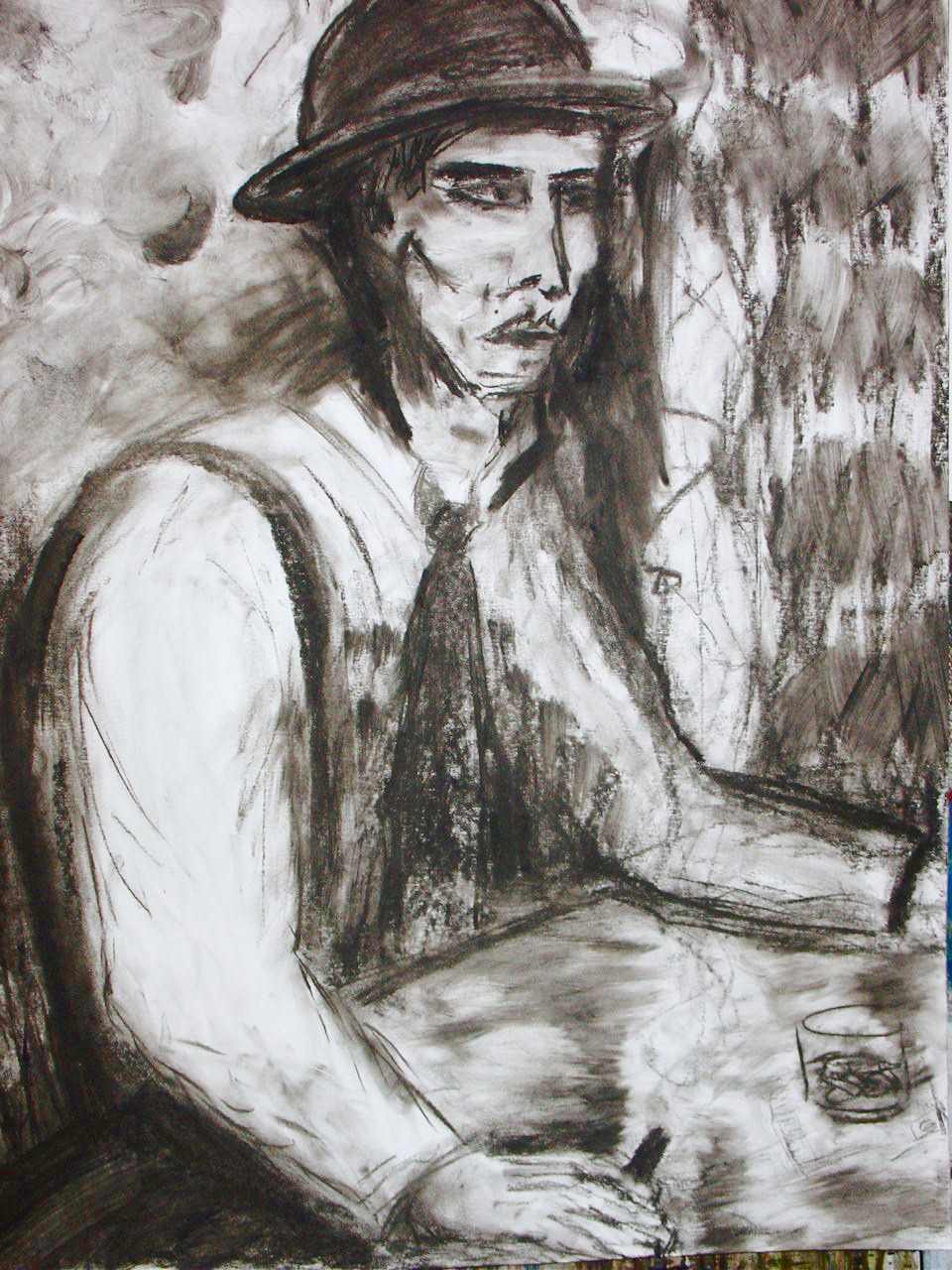 "The Gangster" Acrylic, Ink, Pastel on Paper 22x28"