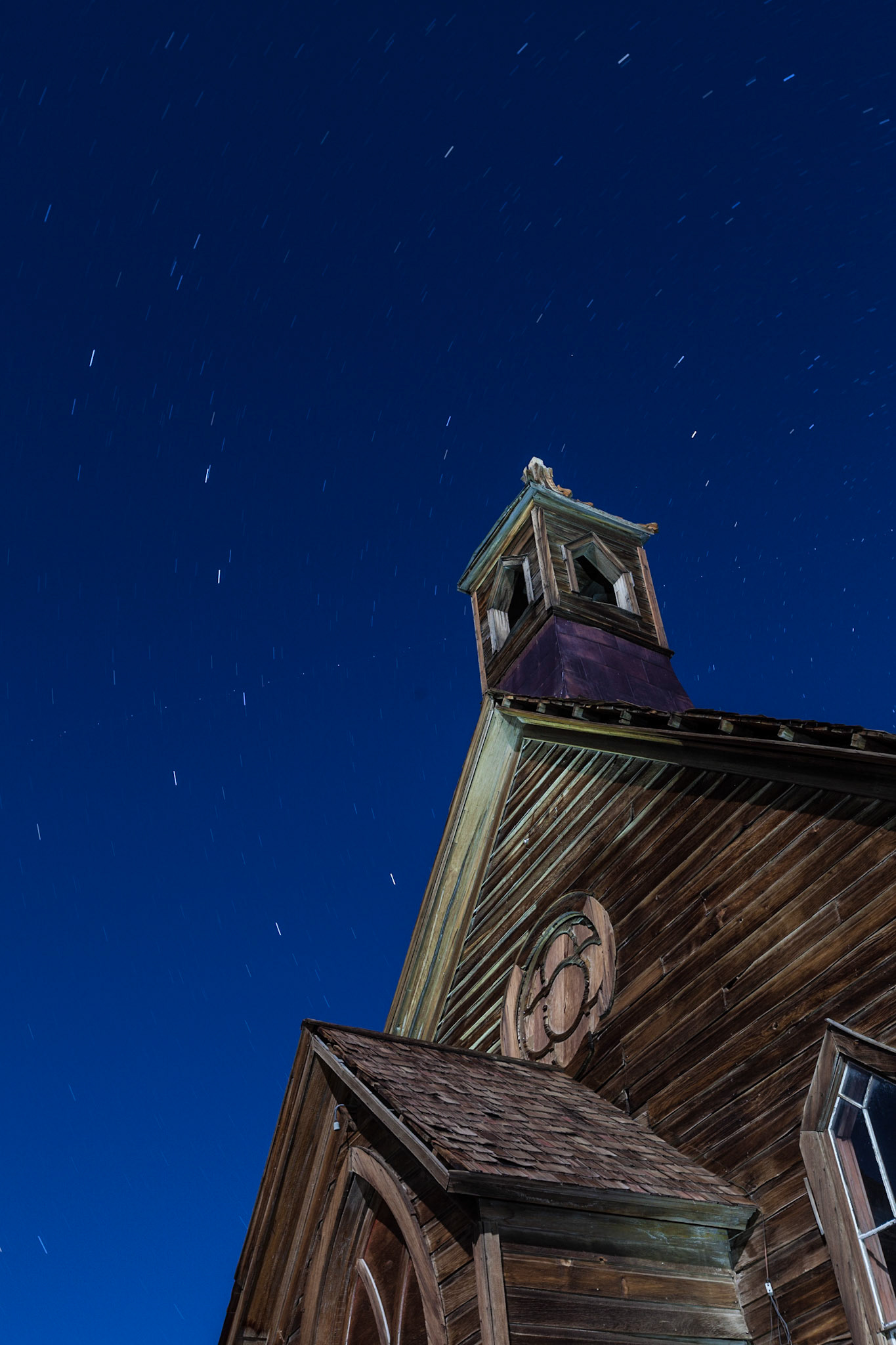Old Methodist Church at Bodie Ghost Town with Big Dipper