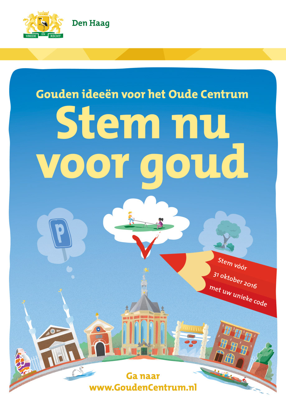 In de skyline staan wijkiconen, zoals de Nieuwe Kerk, Chinatown, Hof van Wouw en de Ooievaert.