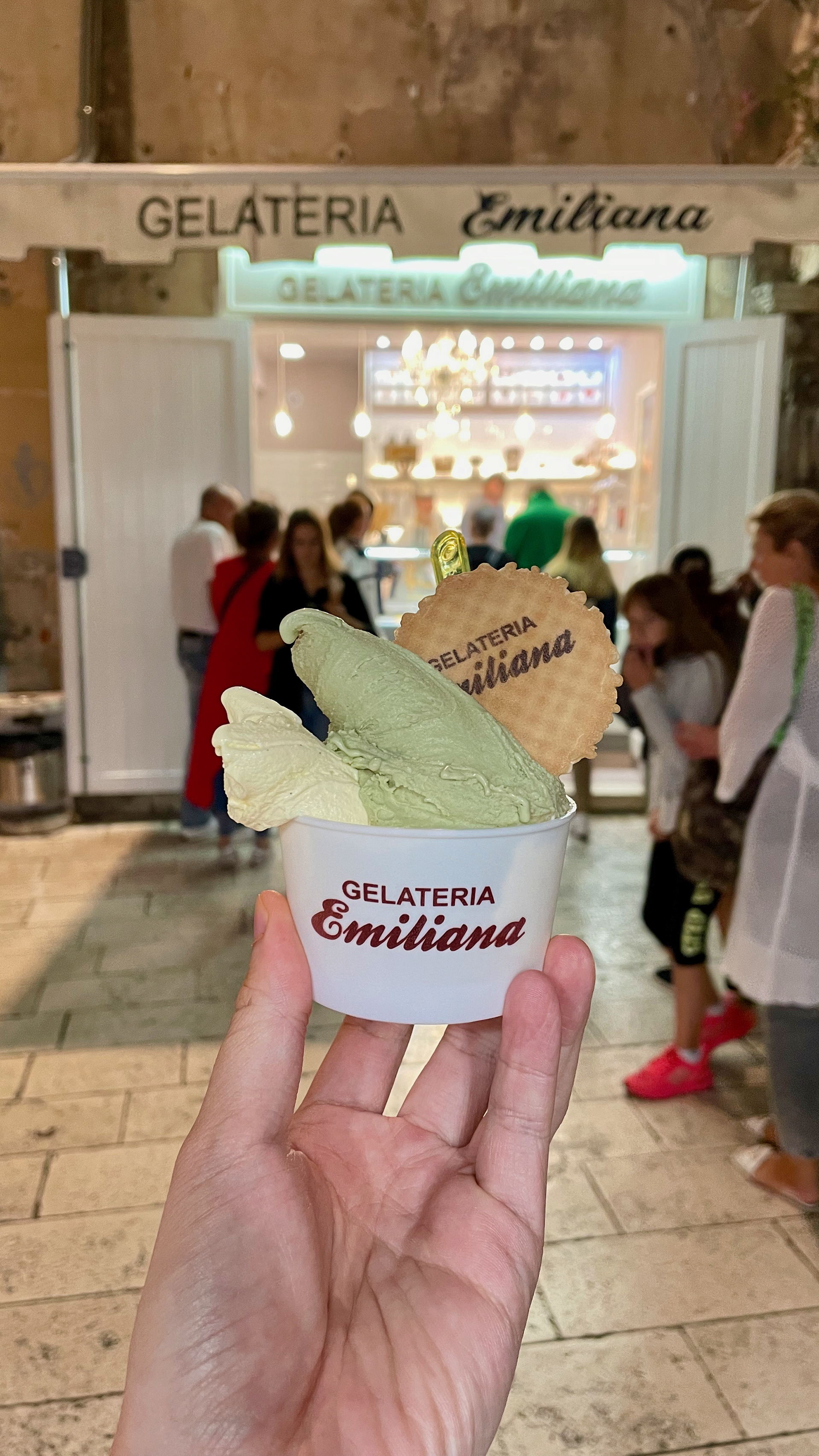 Pistachio and Vanilla Gelato from Gelateria Emiliana