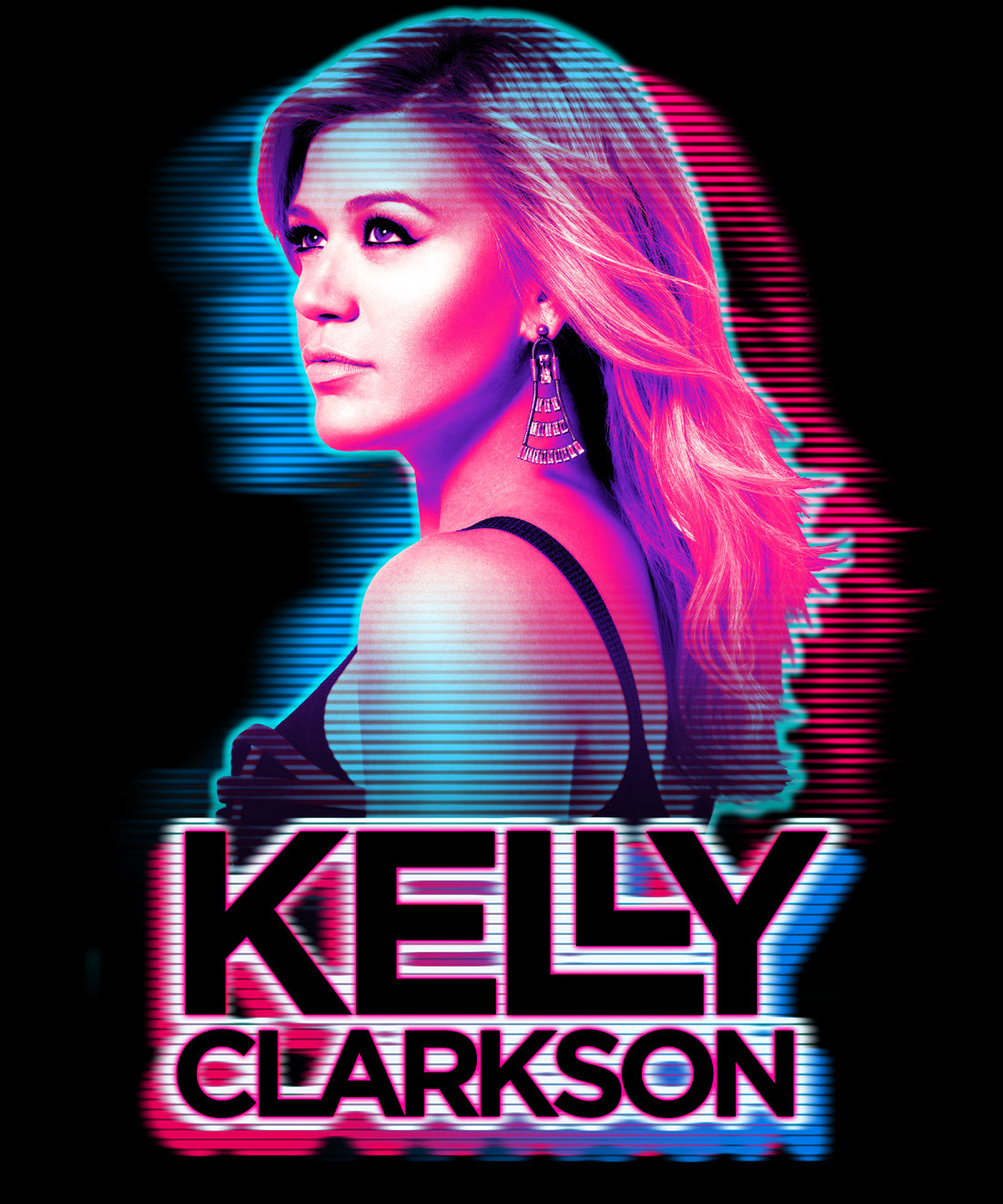 Xiii Design Llc Kelly Clarkson Neon Raster T Shirt