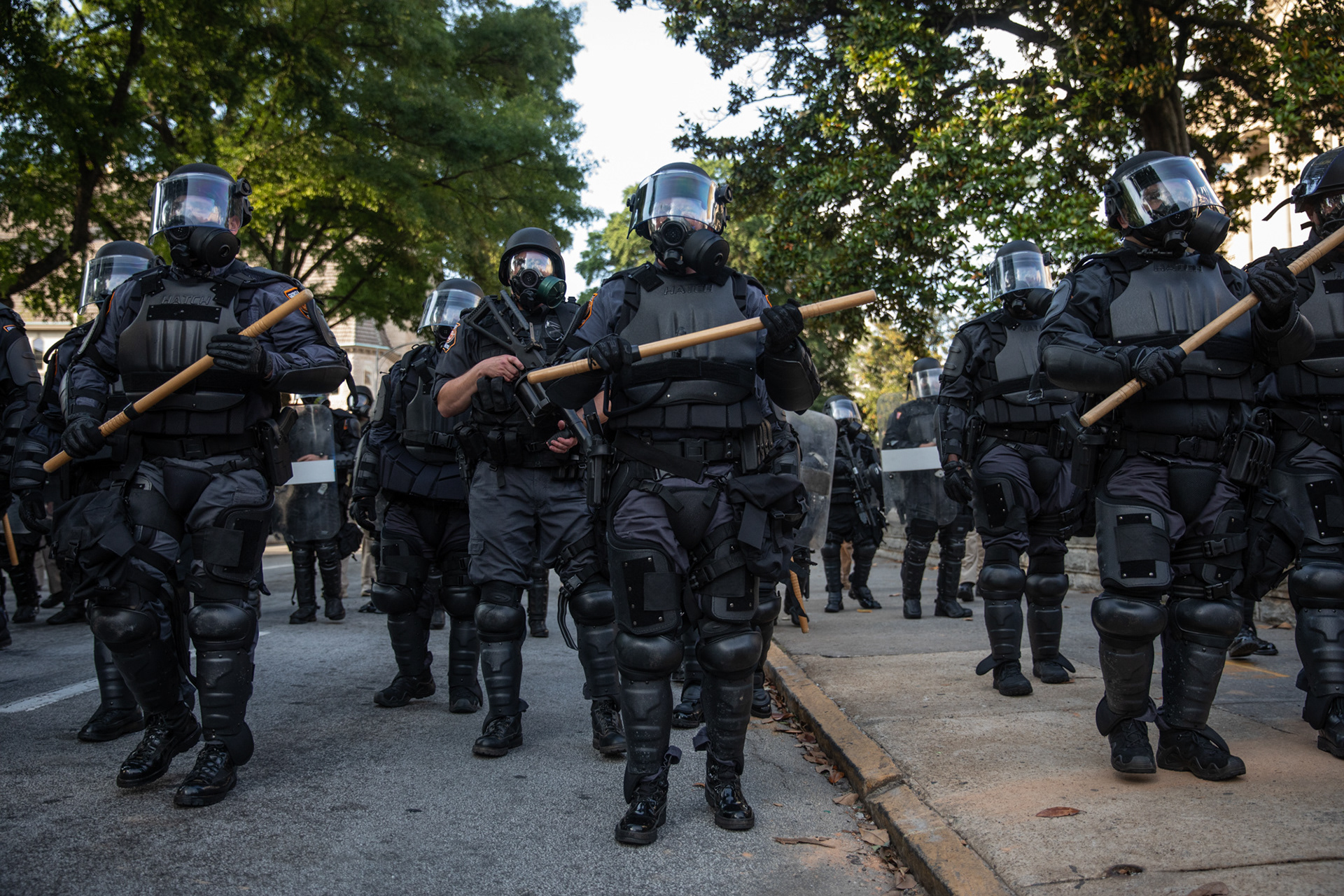 At the Georgia State Capitol building, law enforcement uses tear gas, flash grenades and rubber bullets to disperse a crowd of protesters on June 2.
