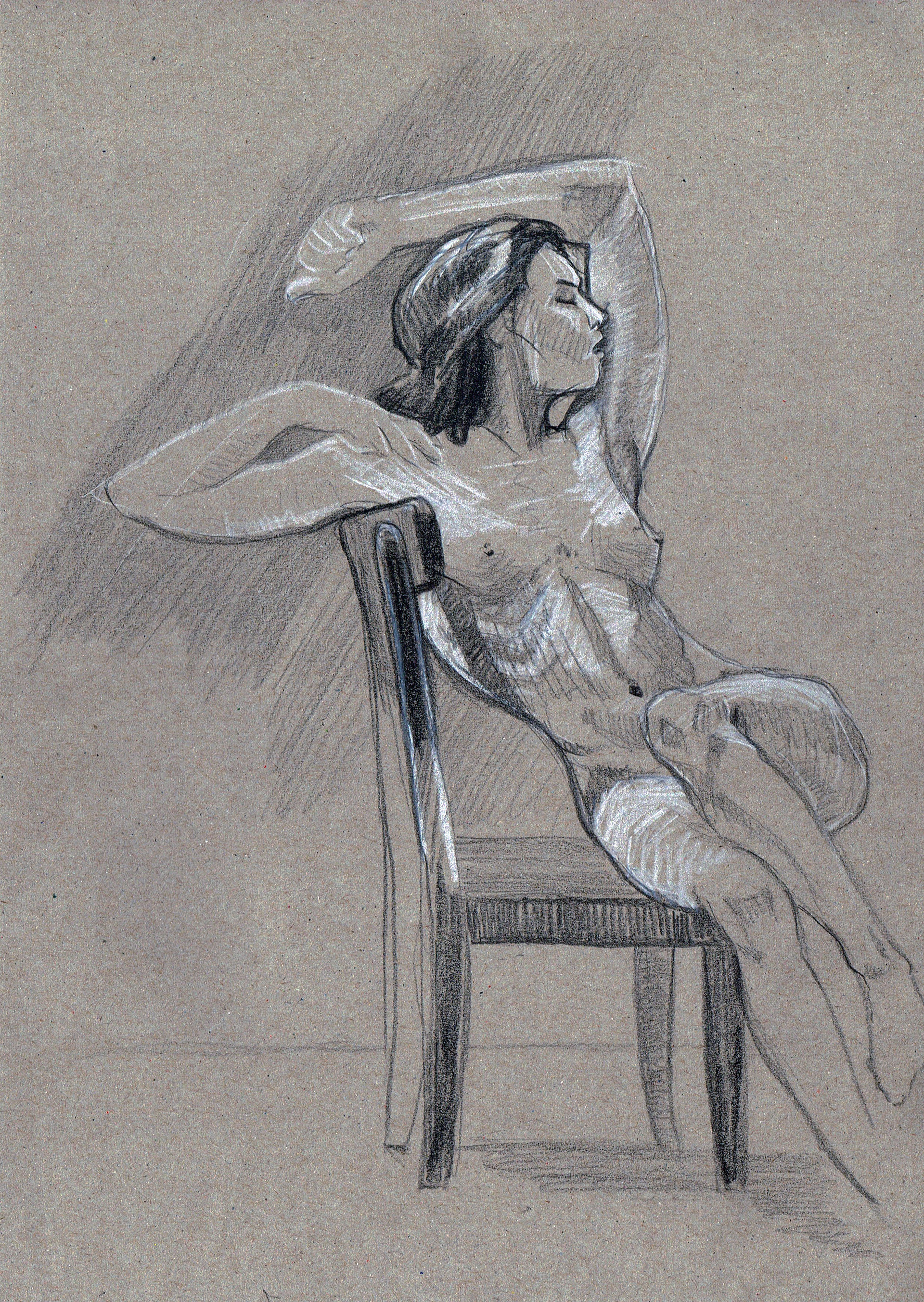 Nude Study, colour pencil