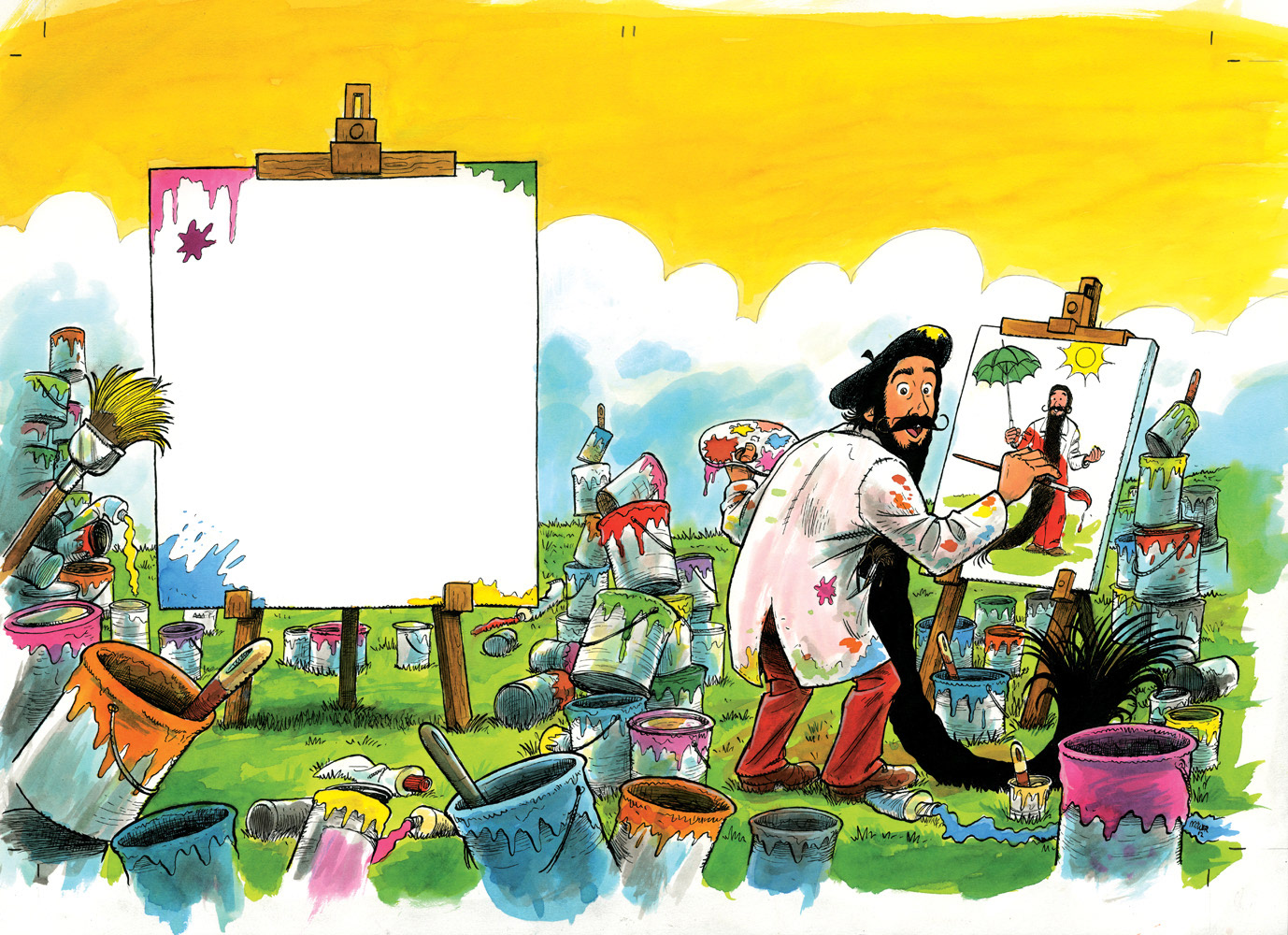 Hr. Skæg, Mr. Beard, illustration, tegning, drawing, børnebøger, books, publishing, bogudgivelser, pen, tusch, ink, water color, Miwer, DR, TV,