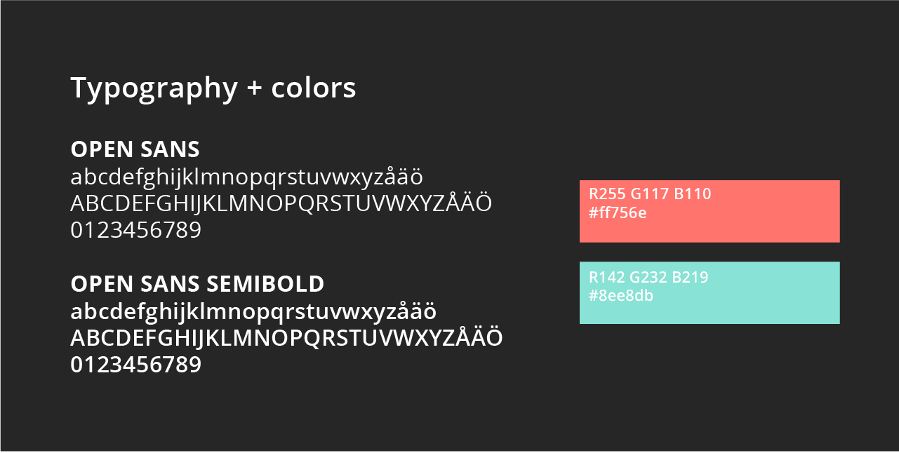 Typography and colors for Supersnippan