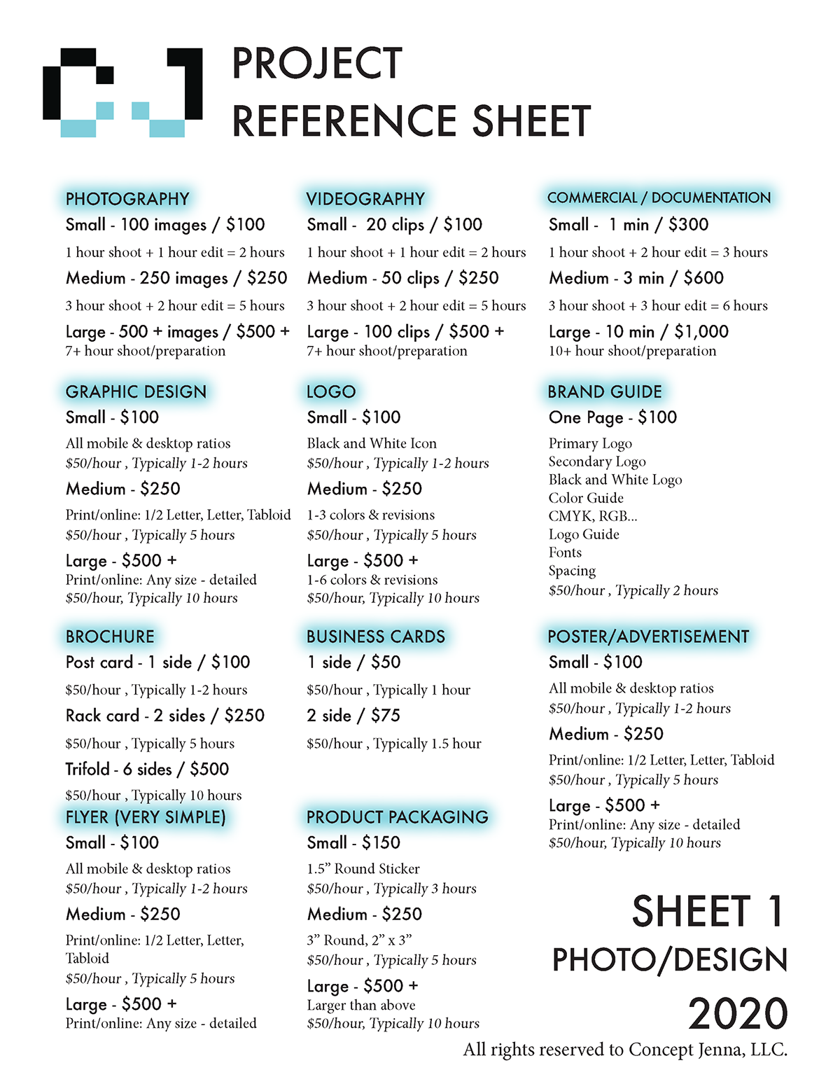 Jenna Corti - Project Reference Sheets