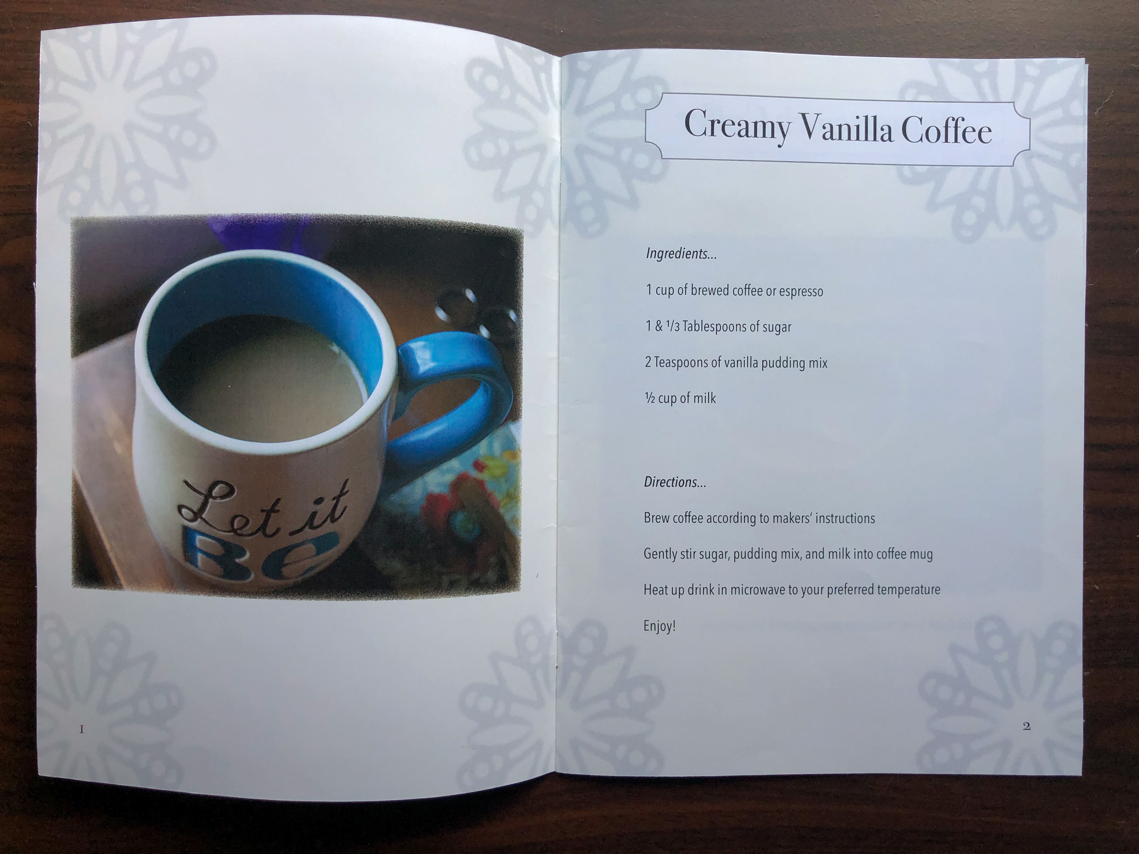 Gourmet Coffee for College Students cookbook page spread