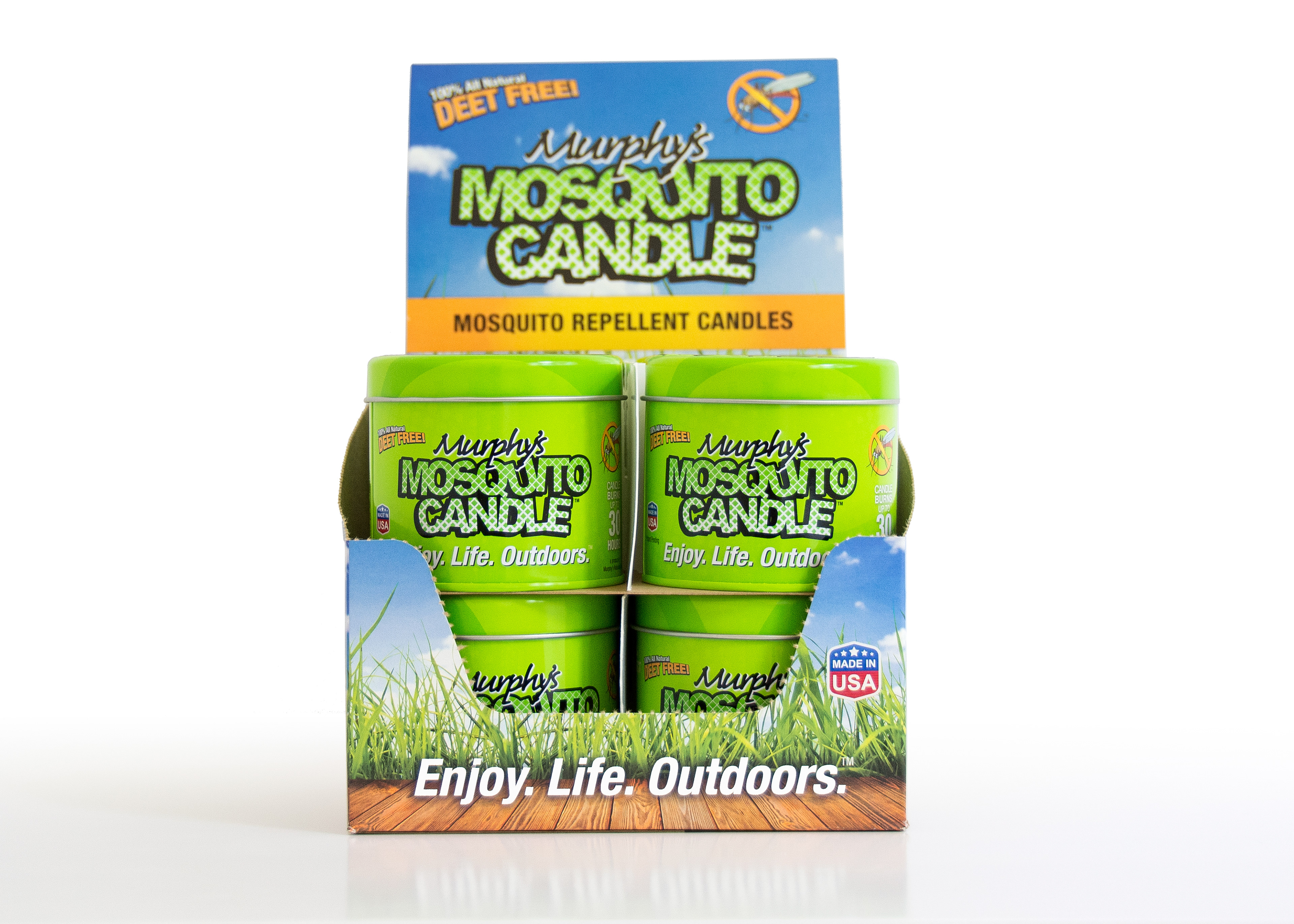 Murphy's Mosquito Candle Case and Shelf Display