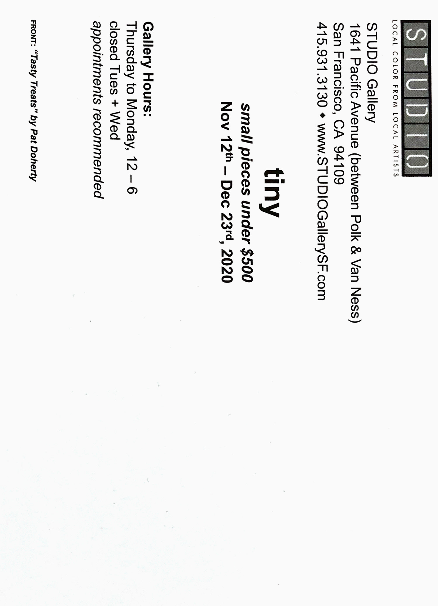 Tiny 2020 promotional postcard