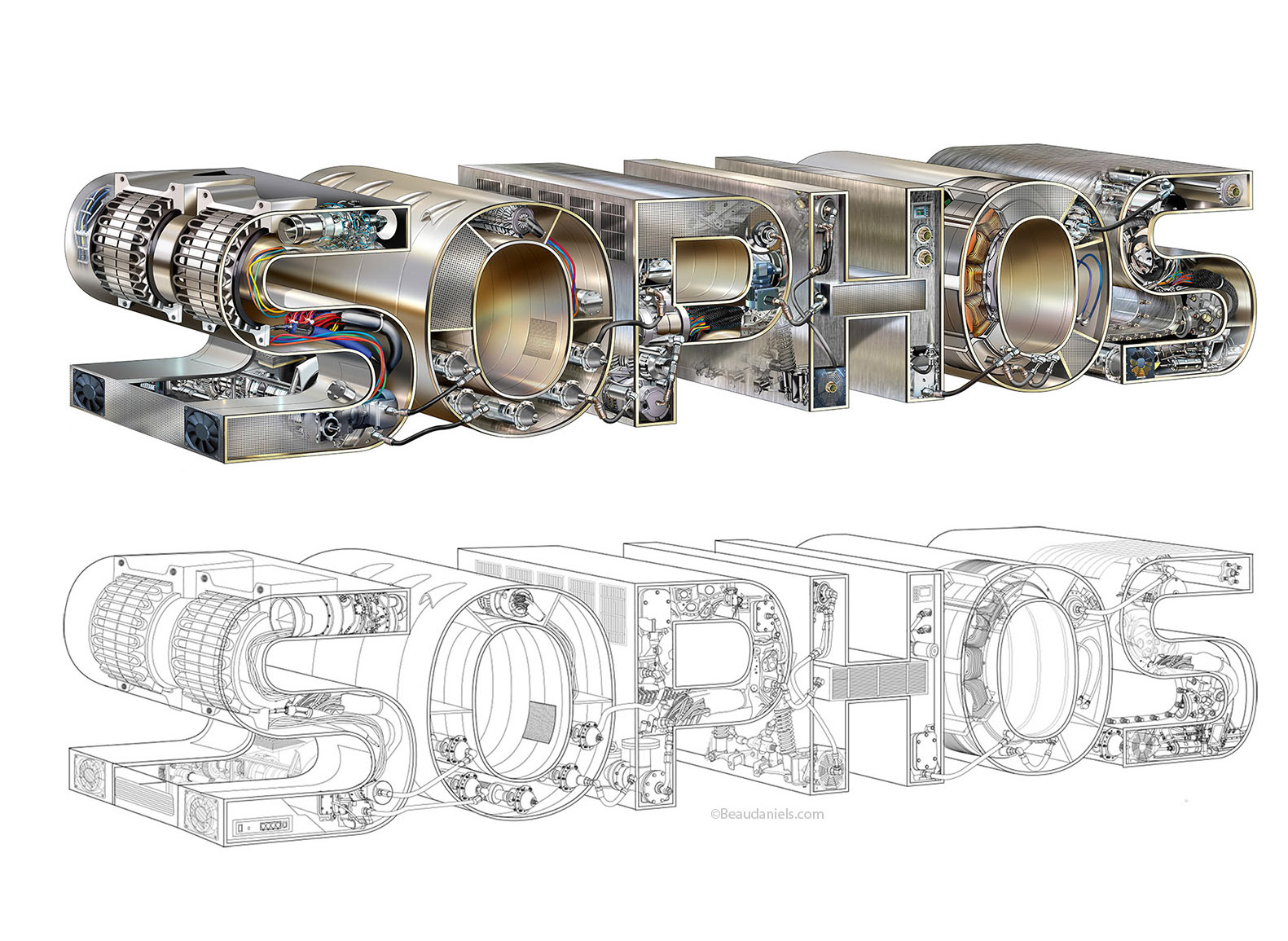 Sophos logo and the initial drawing.