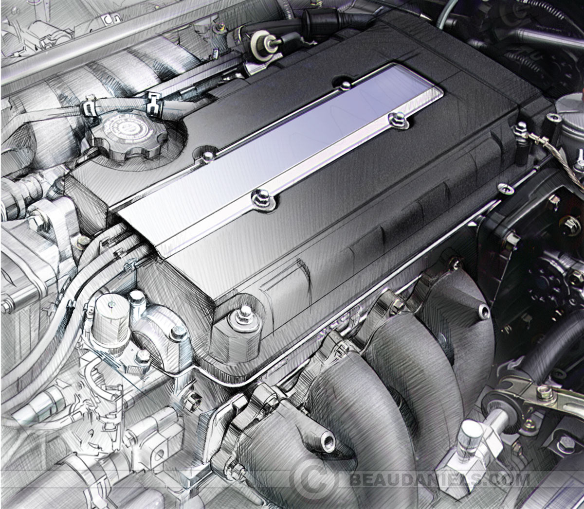 Generic DOHC engine, Licenses available as a stock image for various usage.