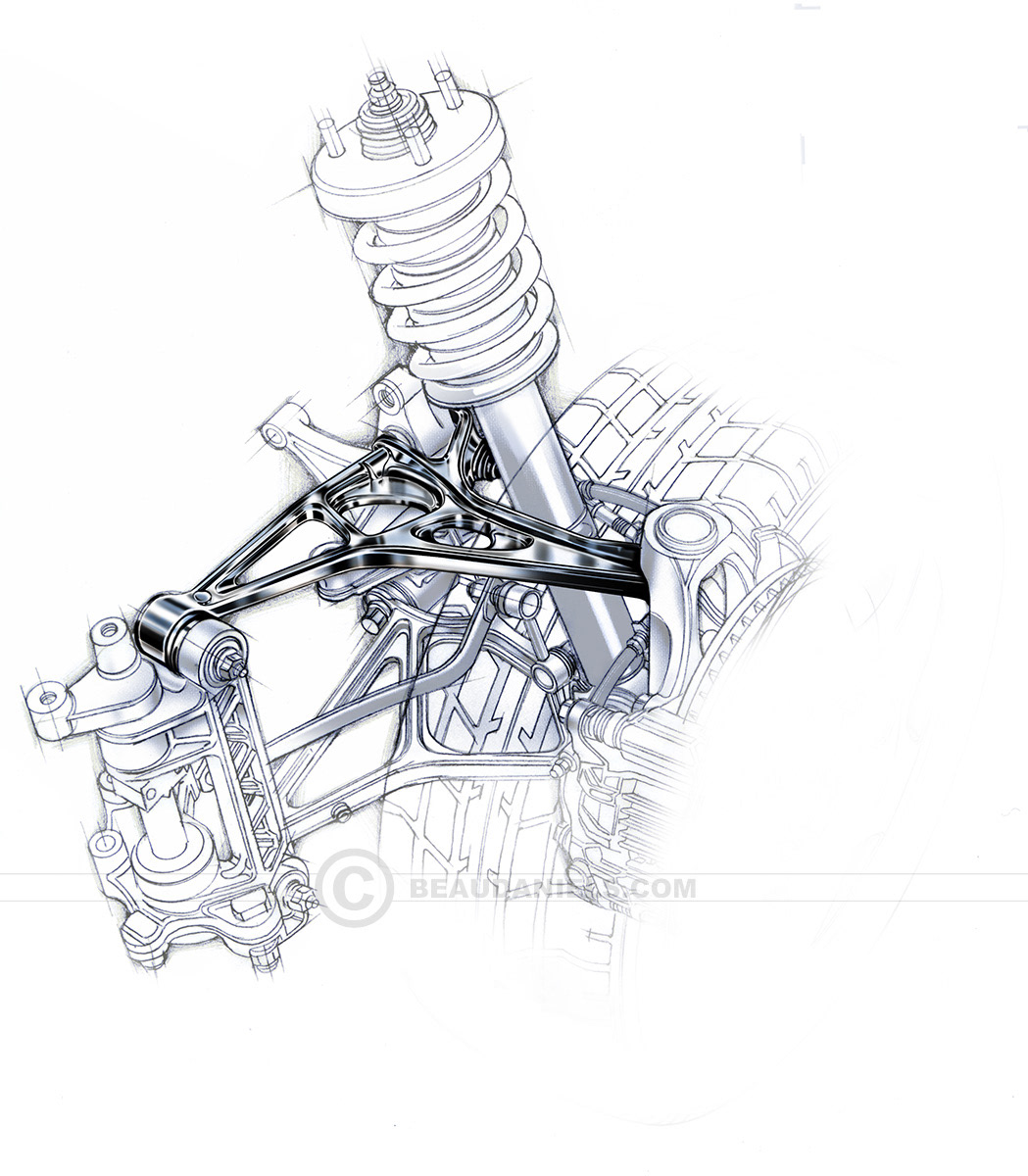 Acura rear suspension illustration.