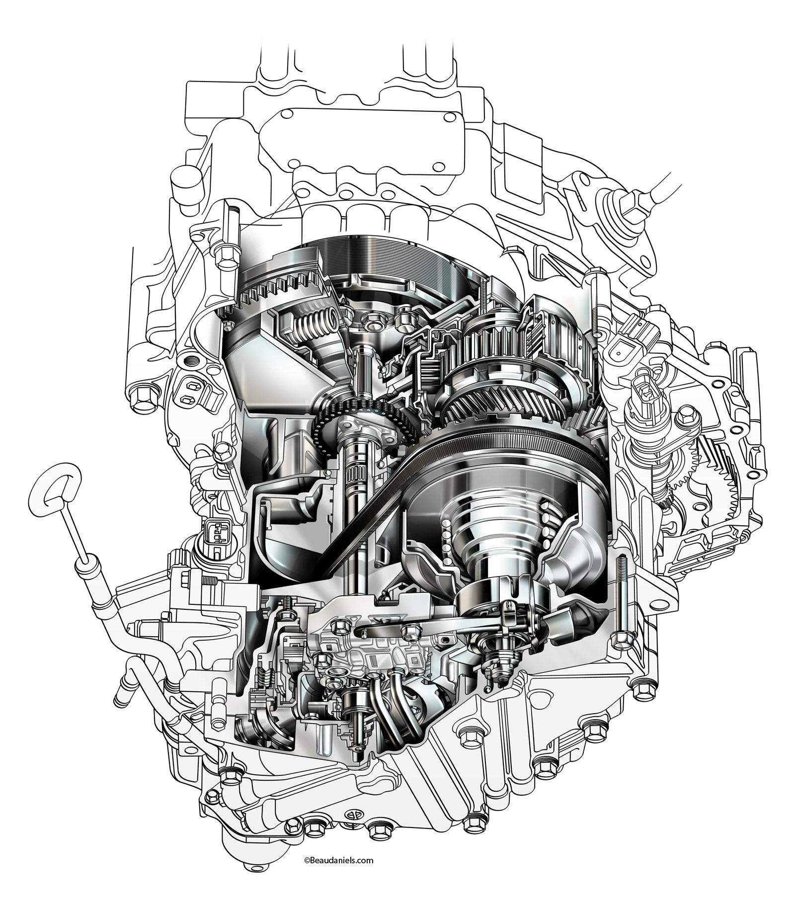 Honda Insight cutaway transmission.