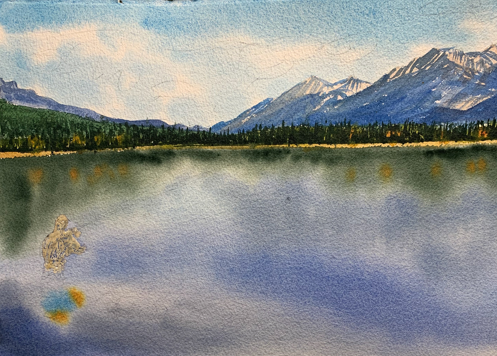 Add in the shoreline trees