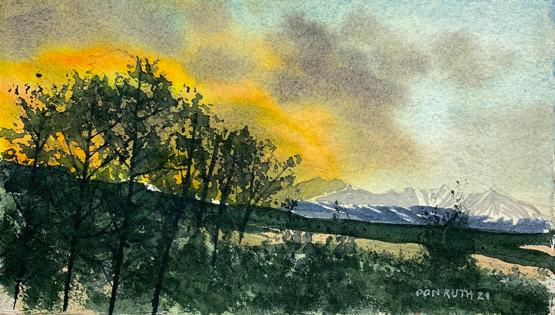 Watercolor Sunset Pikes Peak Don Ruth The Works