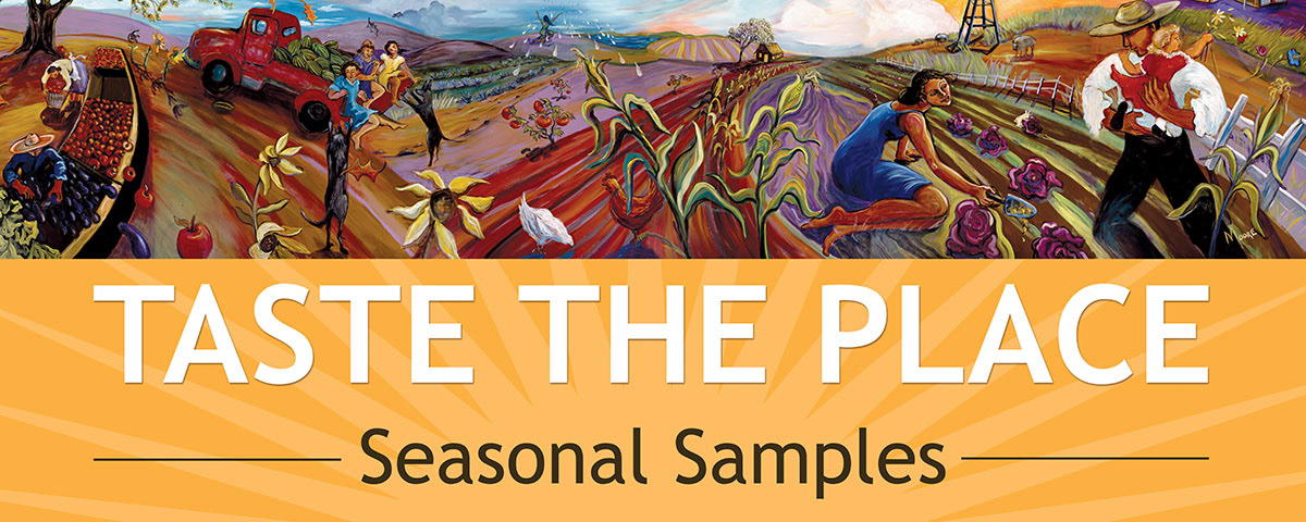 Taste the Place banner for market sampling tent