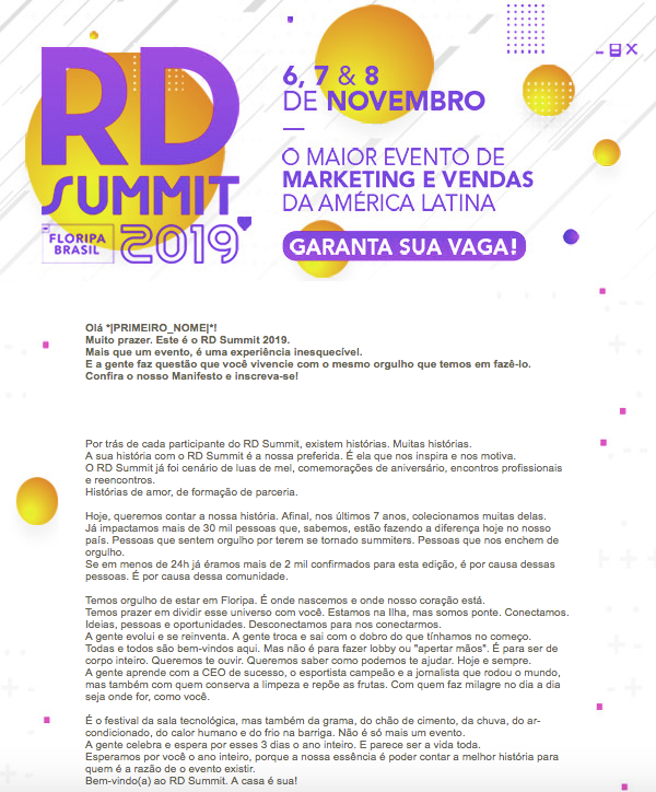 E-mail de Lançamento