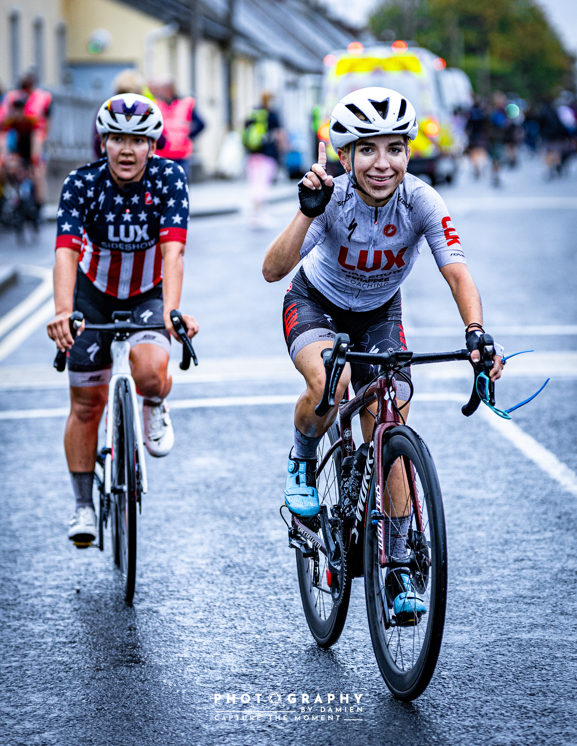 Ras na mBan Stage 1 Winner Kaia Schmid or Lux Racing and team mate Makayla Macpherson (5th)