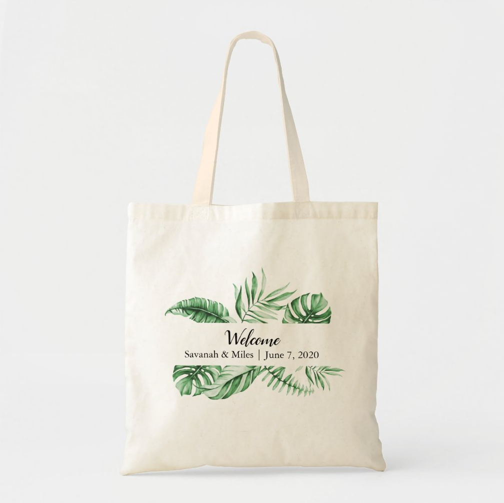 Tropical Greenery Welcome Tote Bags