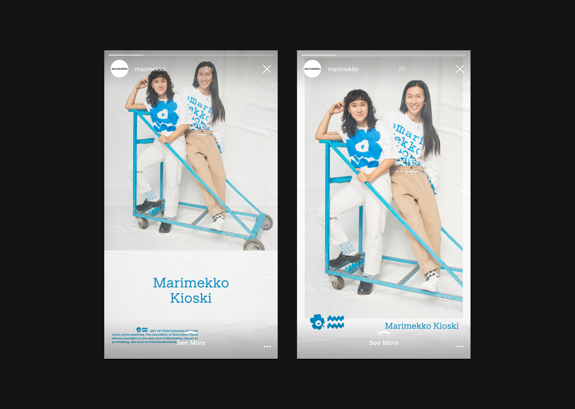 Marimekko Kioski The Art of Printmaking Edition Campaign Creative direction main visuals for paid media instagram marketing.