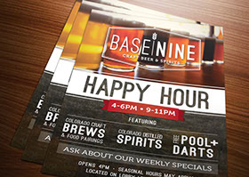 Basenine Bar Happy Hour Flyer, Breckenridge, CO