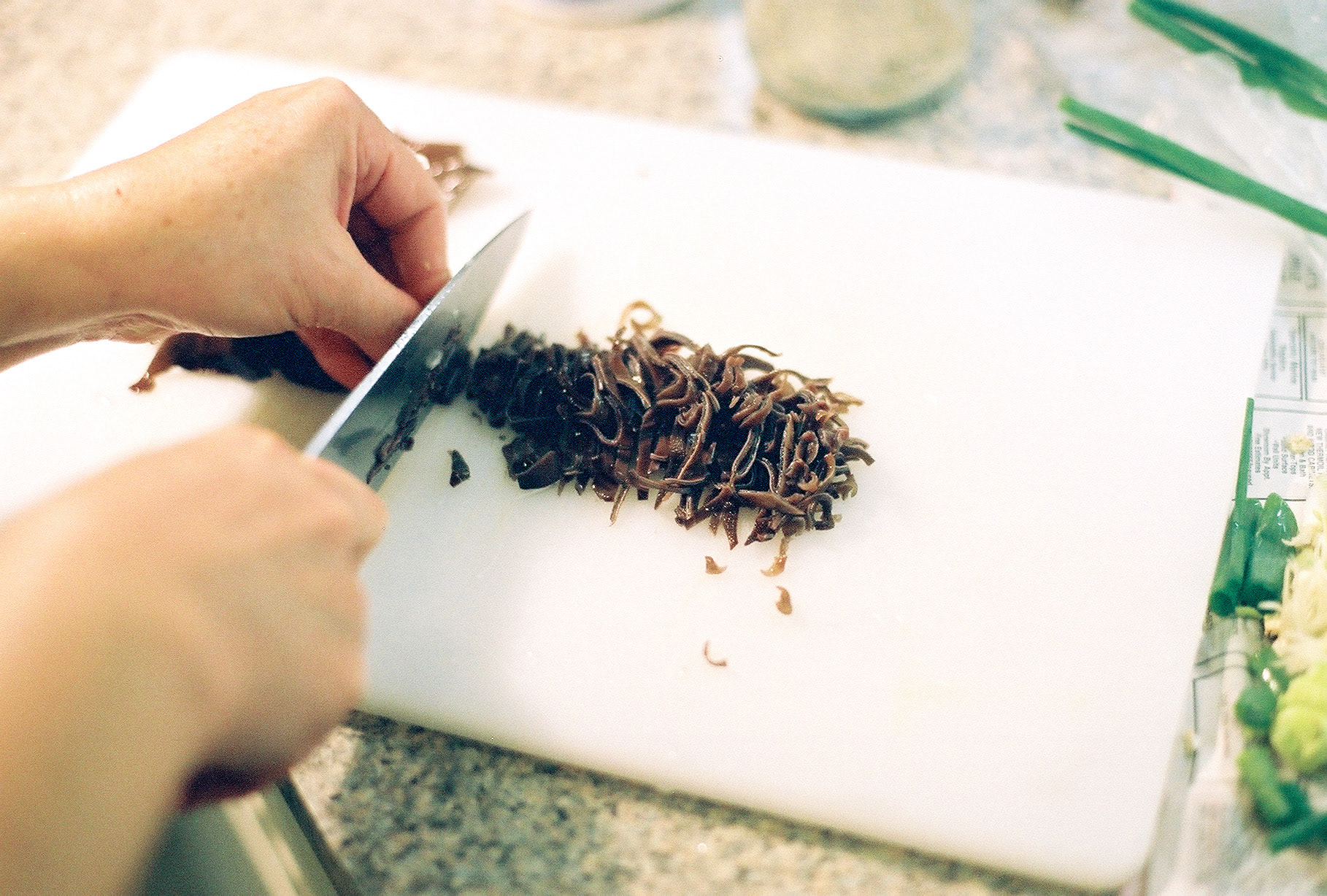 Cutting mushrooms