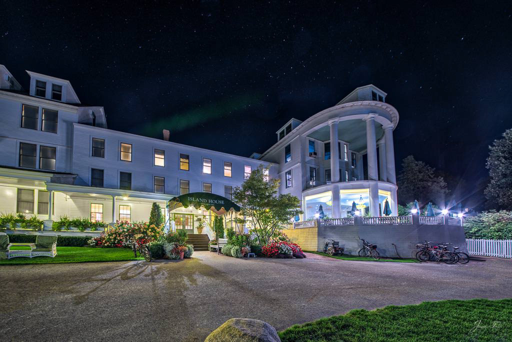 Mackinac Island at Night - Island House Hotel on Main Stree