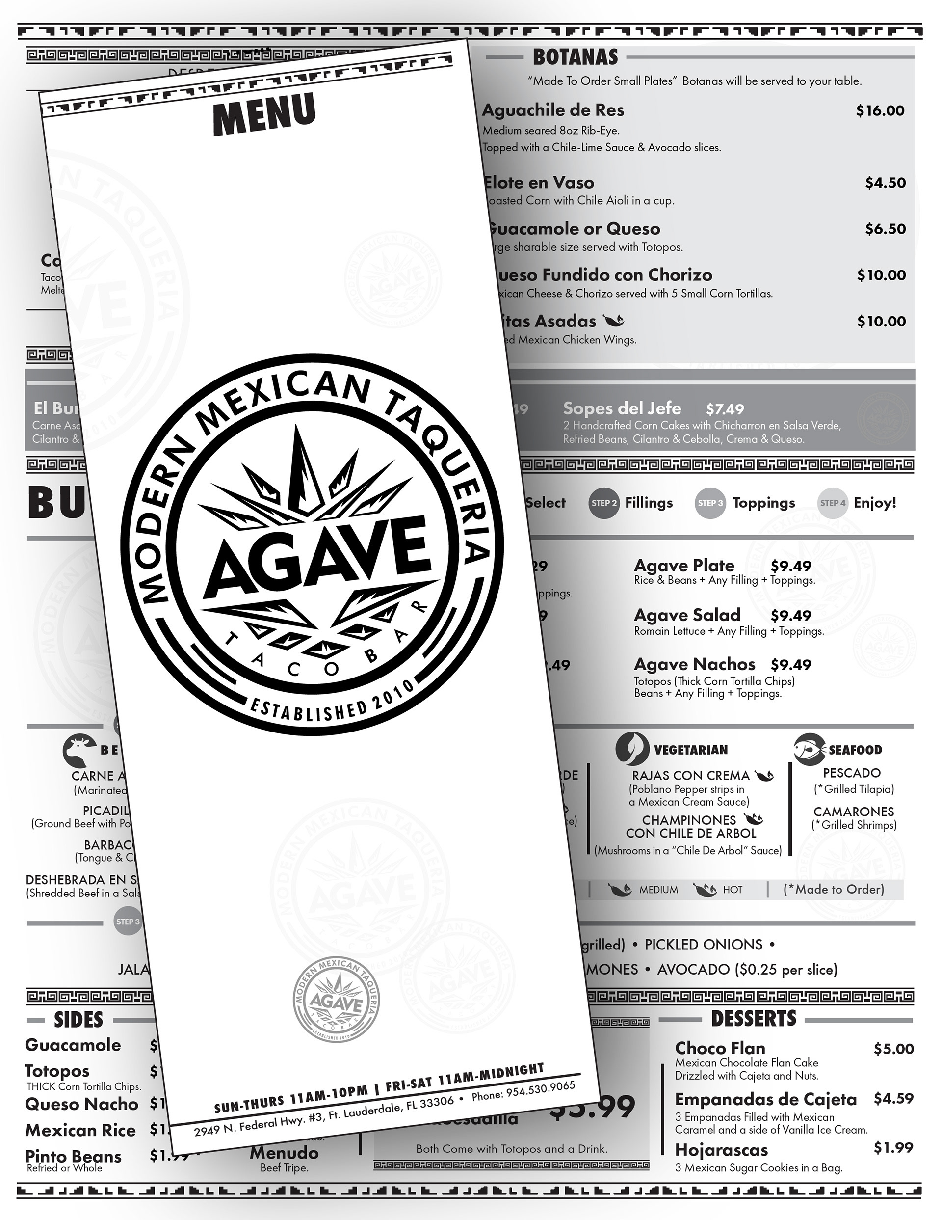 Agave Restaurant 8"x11" Tri-Fold Menu