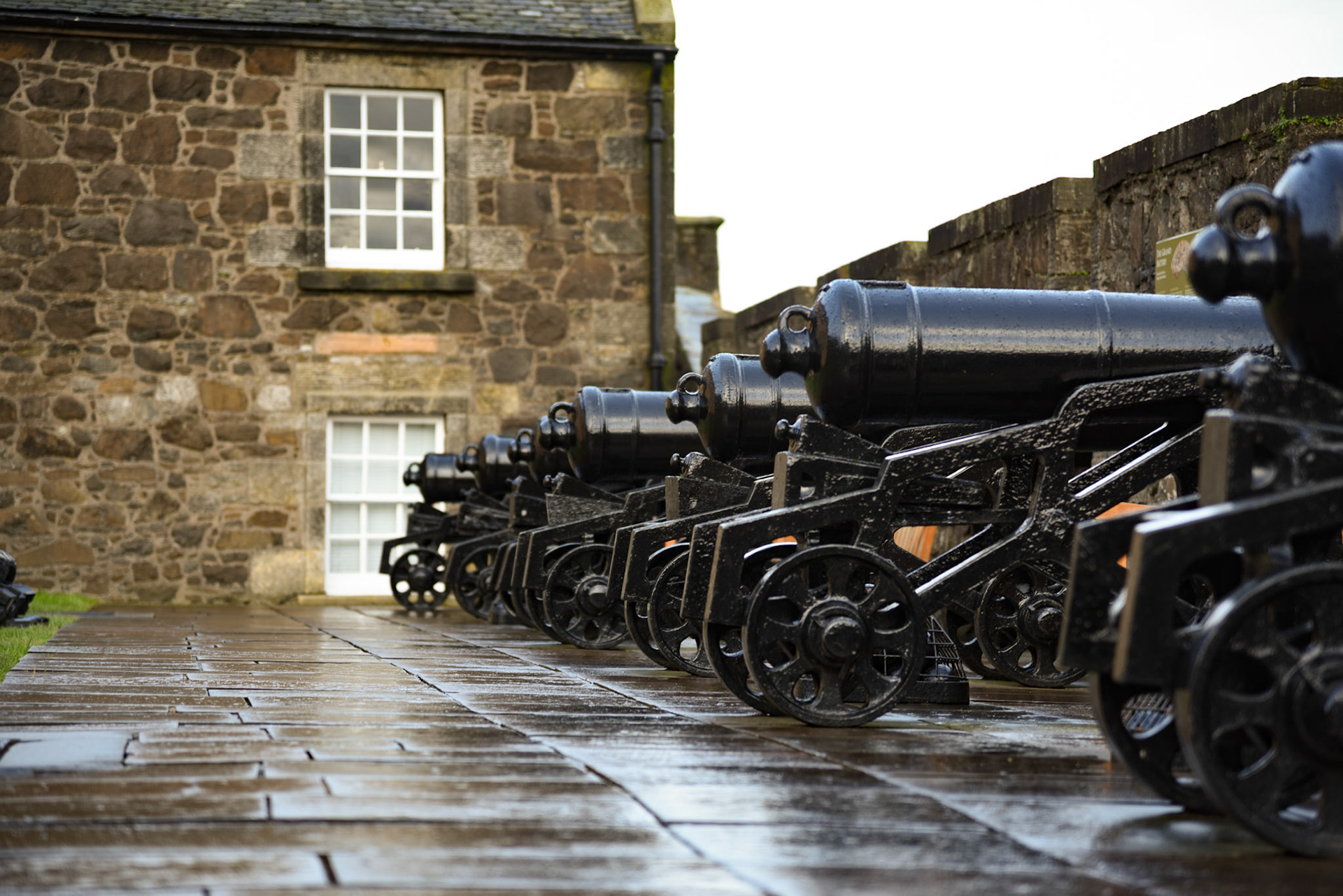 A row of cannons at Stirling Castle